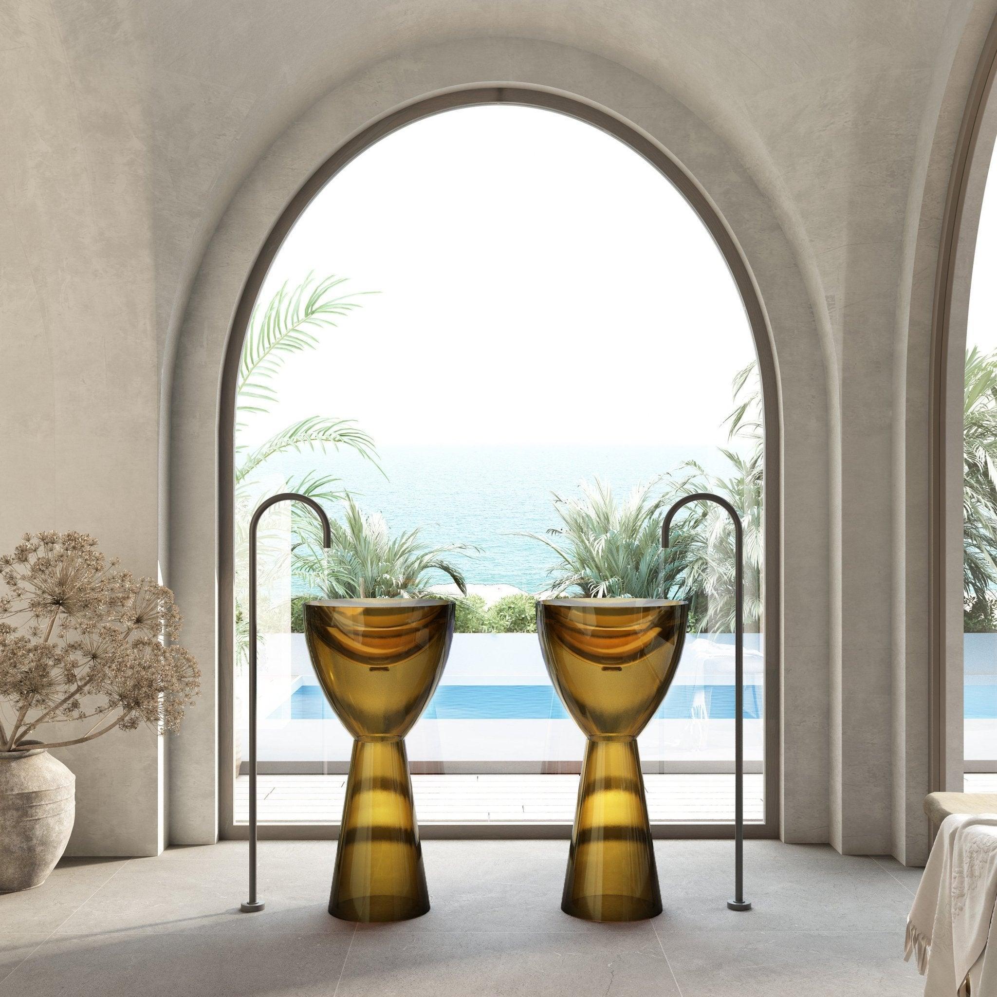 Cassa Design Wow Pedestal Translucency Resin Stone Basin - Ideal Bathroom CentreSB4590OYOpal Yellow