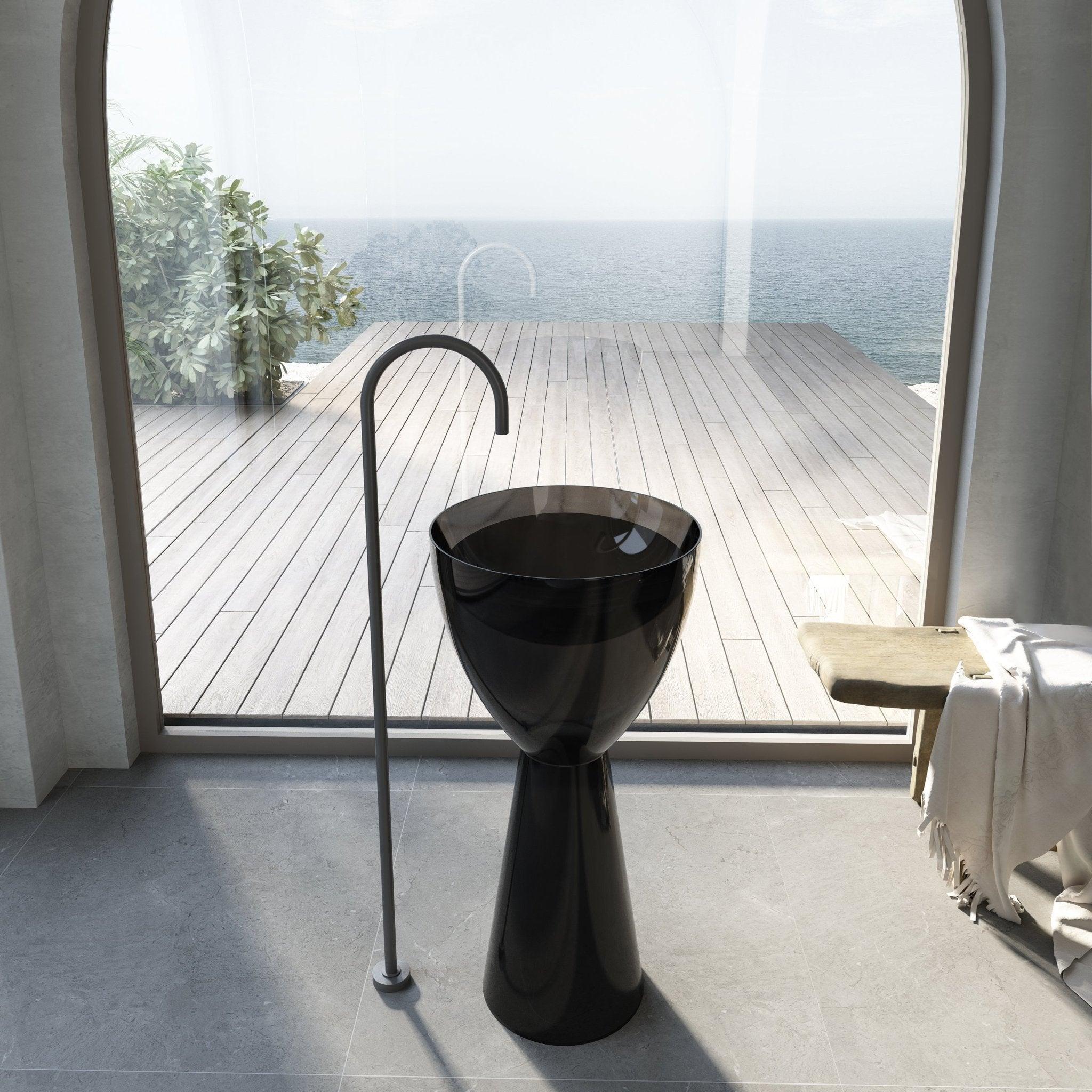 Cassa Design Wow Pedestal Translucency Resin Stone Basin - Ideal Bathroom CentreSB4590MBMorion Black
