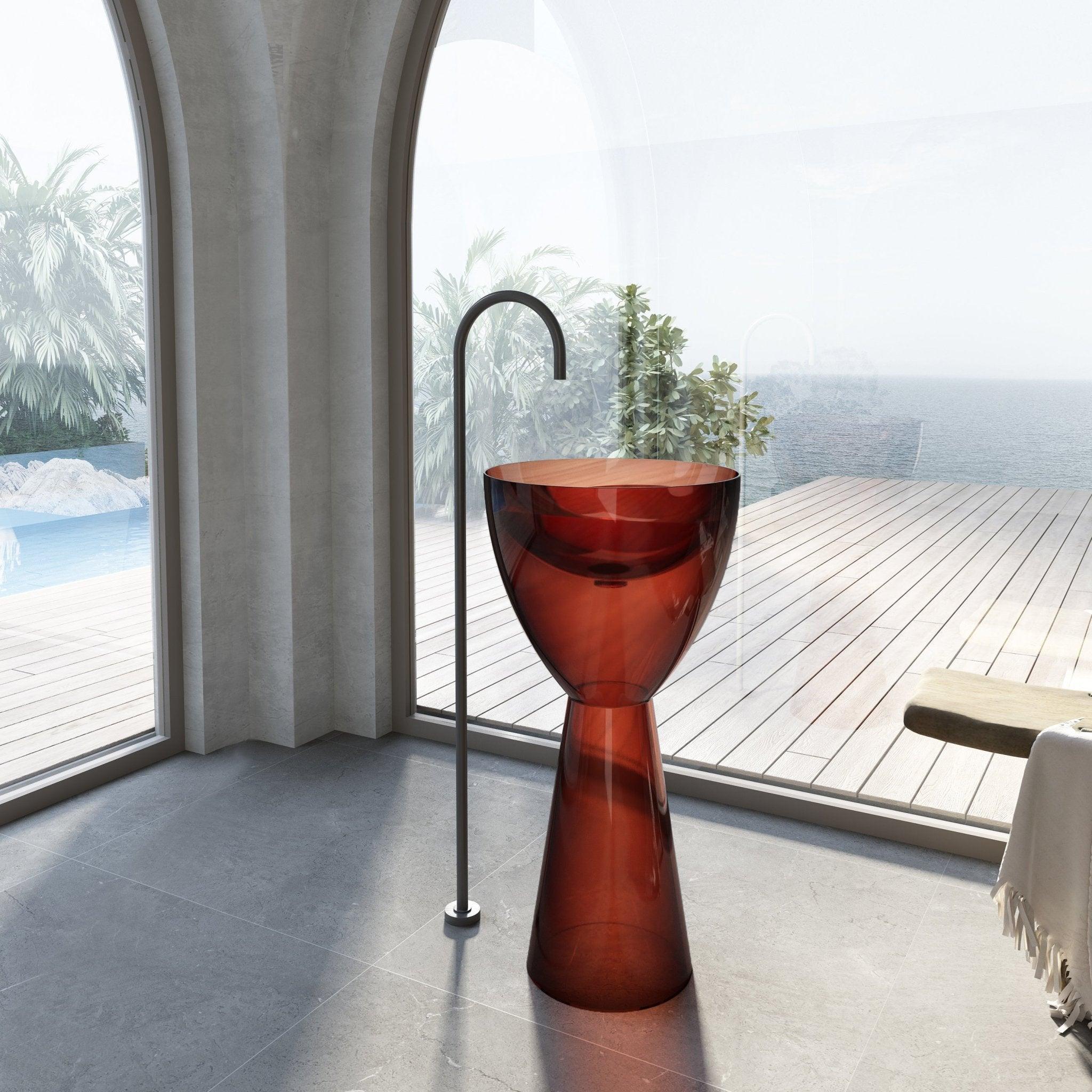 Cassa Design Wow Pedestal Translucency Resin Stone Basin - Ideal Bathroom CentreSB4590MBMorion Black