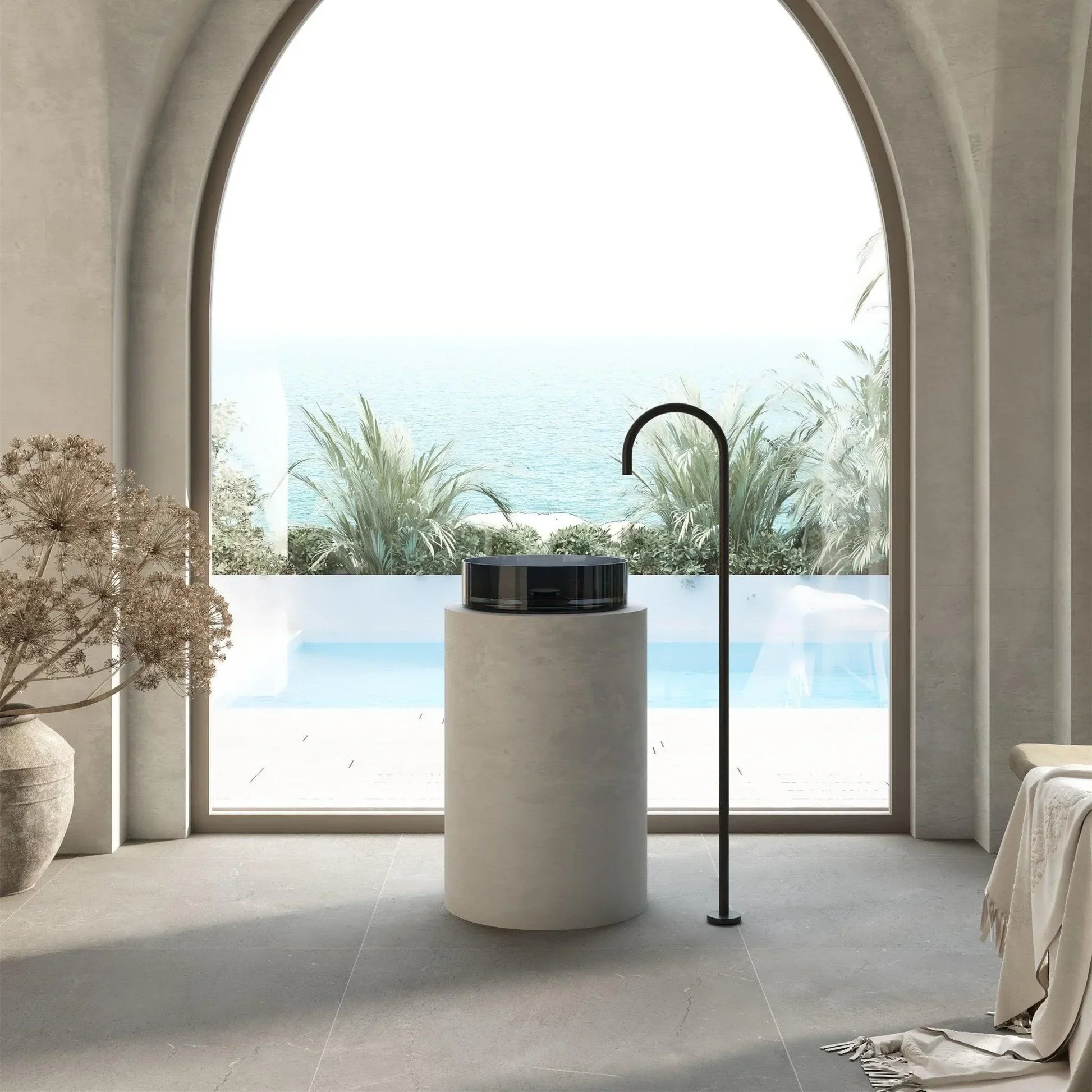 Cassa Design Wow Round Translucency Resin Stone Basin - Ideal Bathroom CentreSBR3636MBMorion Black