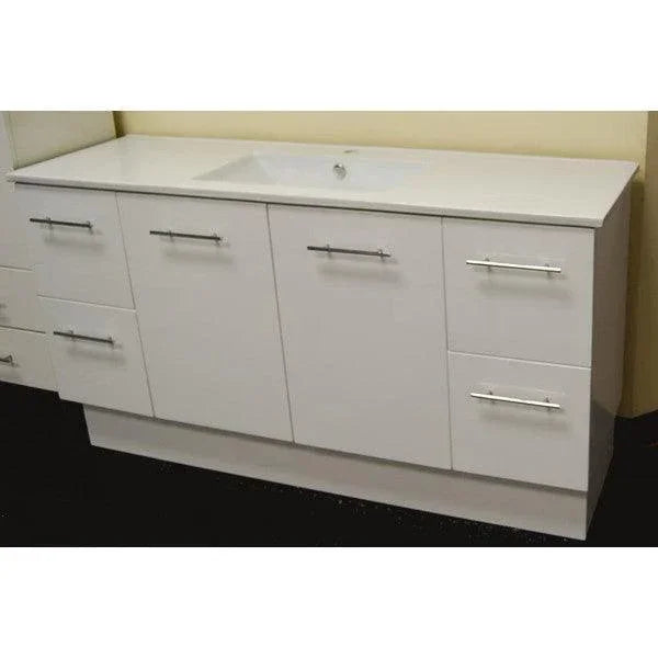 Classic 1500mm Ceramic Freestanding Vanity Double Bowl - Ideal Bathroom CentreWP-1501One Tap HoleKickboard