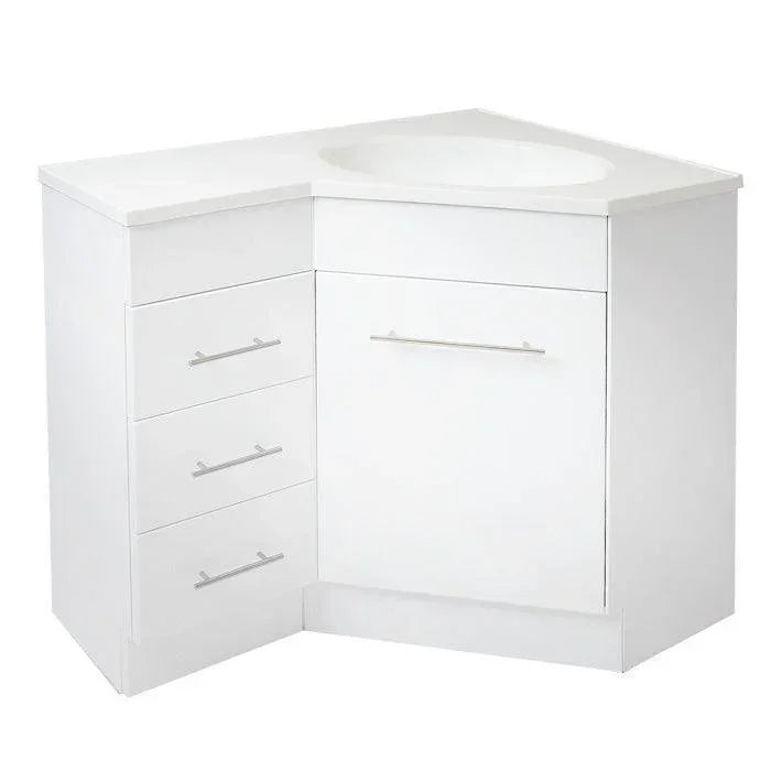 Classic 900 x 600mm Corner Vanity with Polymarble Top - Ideal Bathroom CentreRV-9060