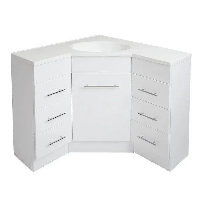 Classic 900 x 900mm Corner Vanity with Polymarble Top - Ideal Bathroom CentreRV-9090