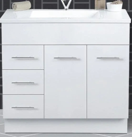 Classic 900mm Freestanding Vanity with Ceramic Top - Ideal Bathroom CentreWP-900RH1THOne Tap HoleKickboardRight Hand Drawer