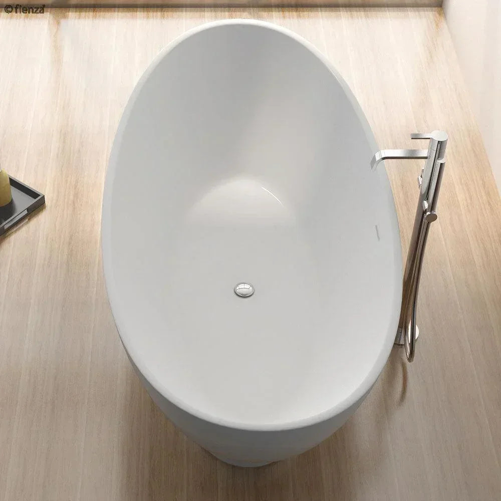 Fienza Antonia 1550 Matte White Stone Freestanding Bath - Ideal Bathroom CentreST19With Overflow