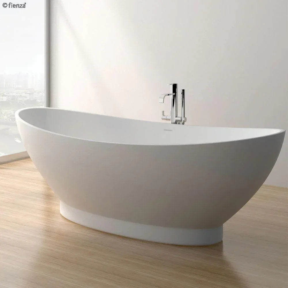 Fienza Antonia 1550 Matte White Stone Freestanding Bath - Ideal Bathroom CentreST19With Overflow