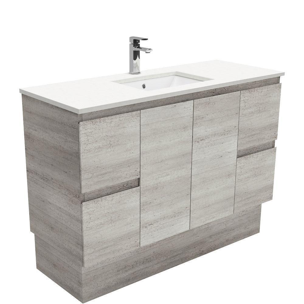 Fienza Edge Industrial 1200mm Vanity With Undermounted Stone Top - Ideal Bathroom CentreSC120XKFreestandingCrystal Pure