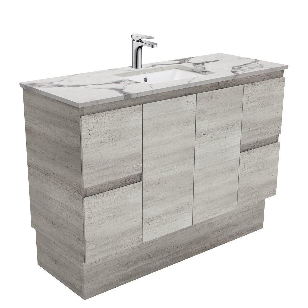 Fienza Edge Industrial 1200mm Vanity With Undermounted Stone Top - Ideal Bathroom CentreSM120XKFreestandingCalacatta Marble