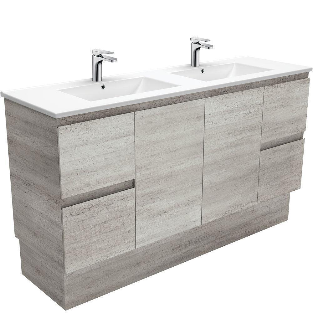 Fienza Edge Industrial 1500mm Vanity With Ceramic Top - Ideal Bathroom CentreTCL150XKDFreestandingDouble Bowl Ceramic Top