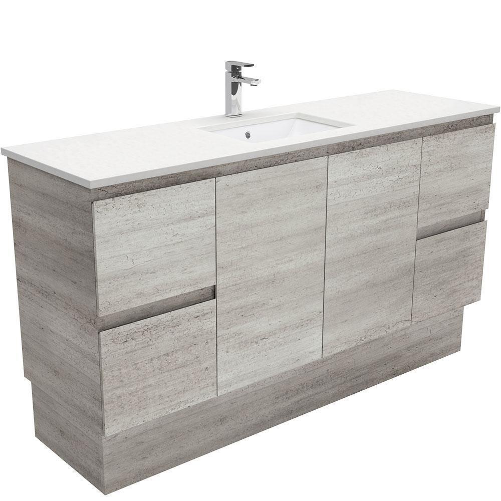 Fienza Edge Industrial 1500mm Vanity With Undermounted Stone Top - Ideal Bathroom CentreSC150XKSFreestandingCrystal PureSingle Centre Bowl