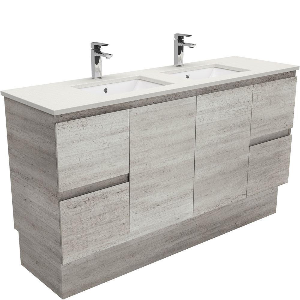 Fienza Edge Industrial 1500mm Vanity With Undermounted Stone Top - Ideal Bathroom CentreSA150XKDFreestandingRoman SandDouble Bowl