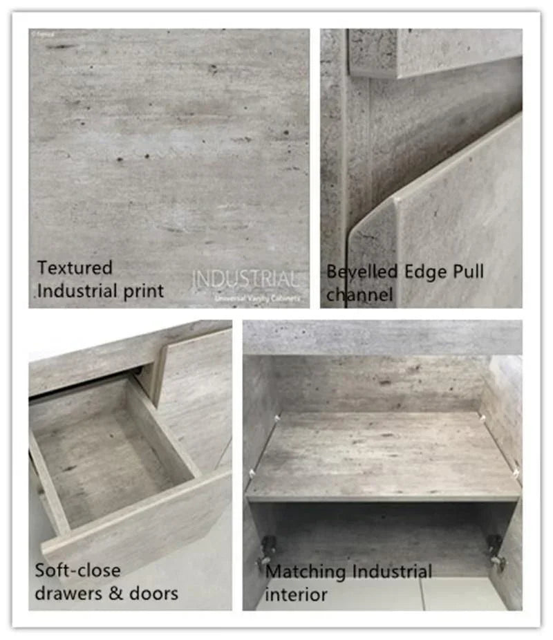 Fienza Edge Industrial 1500mm Vanity With Undermounted Stone Top - Ideal Bathroom CentreSM150XKDFreestandingCalacatta MarbleDouble Bowl