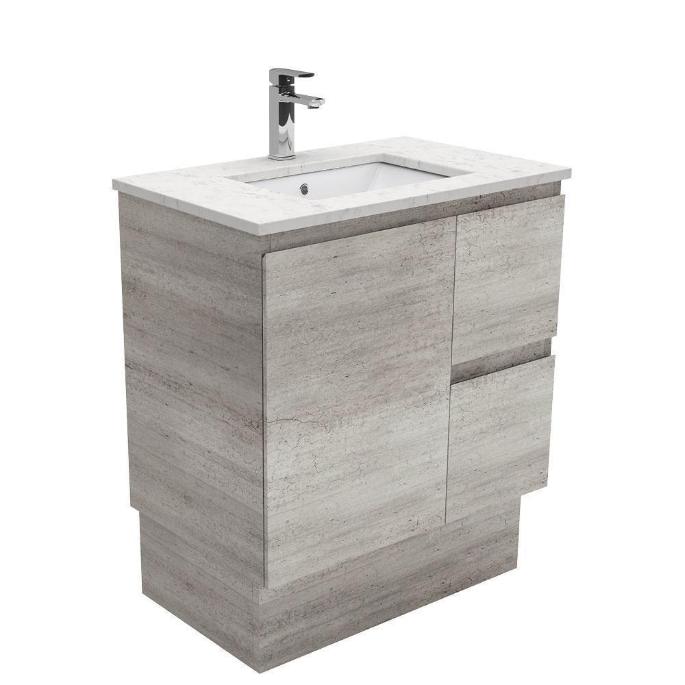 Fienza Edge Industrial 750mm Vanity With Undermounted Stone Top - Ideal Bathroom CentreSI75XKRFreestandingRight Hand DrawersBianco Marble
