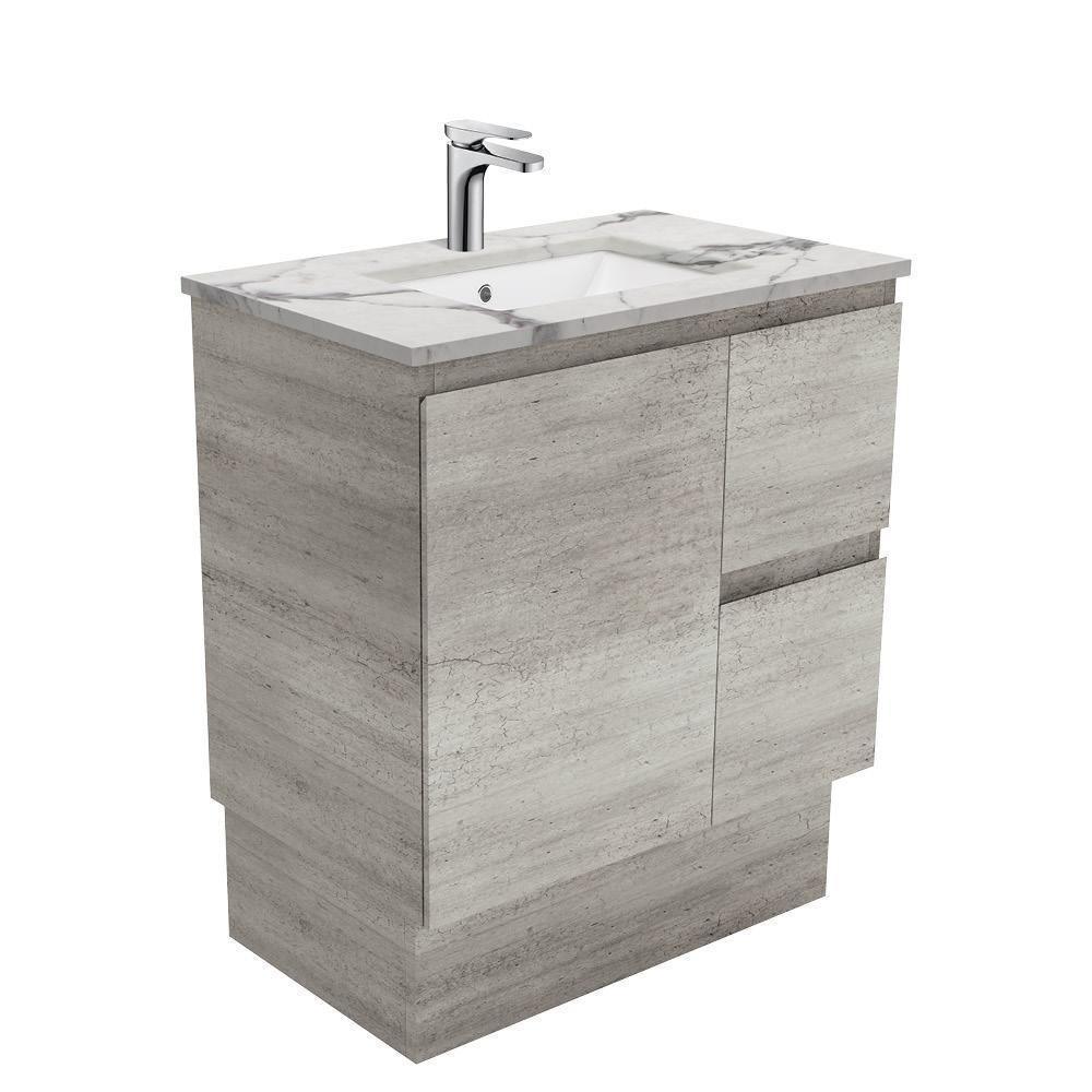 Fienza Edge Industrial 750mm Vanity With Undermounted Stone Top - Ideal Bathroom CentreSM75XKRFreestandingRight Hand DrawersCalacatta Marble