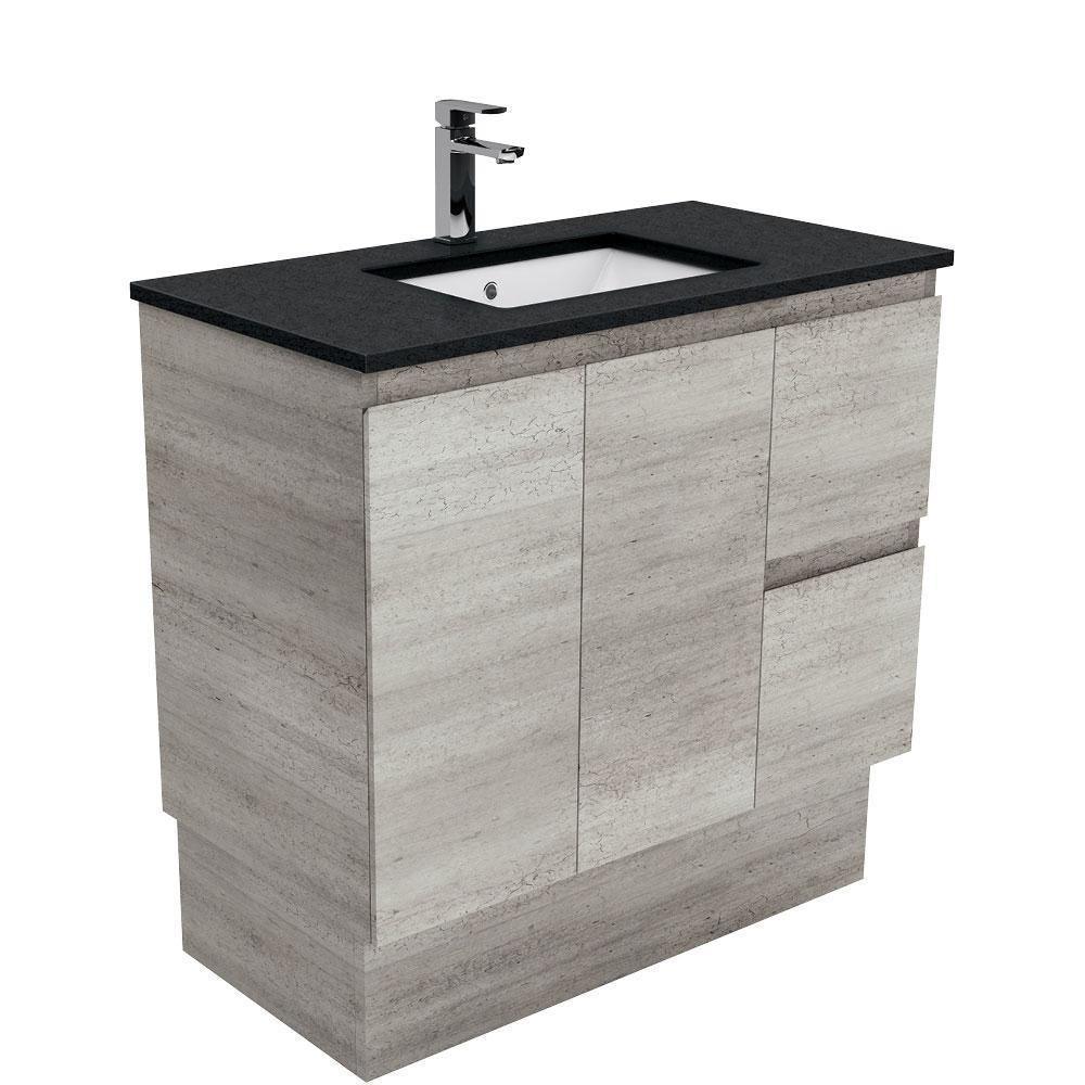 Fienza Edge Industrial 900mm Vanity With Undermounted Stone Top - Ideal Bathroom CentreSB90XKRFreestandingRight Hand DrawersBlack Sparkle