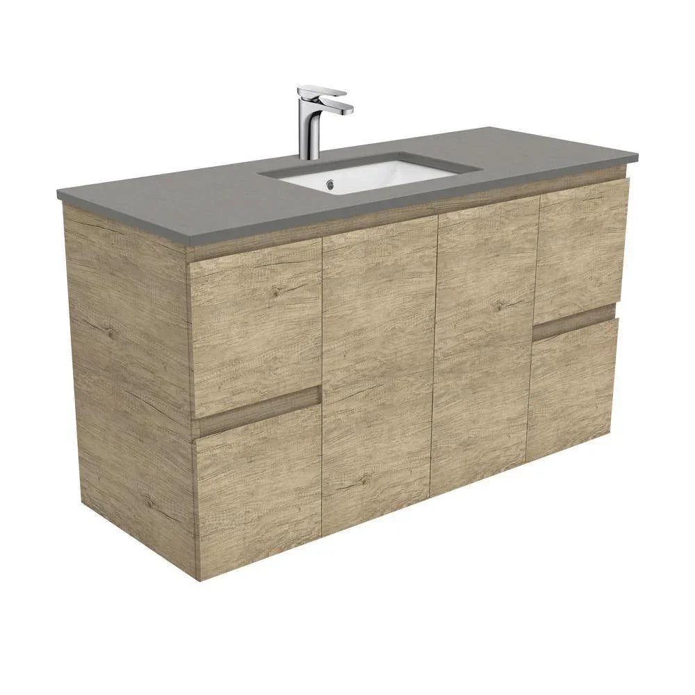 Fienza Edge Scandi Oak 1200mm Vanity With Undermounted Stone Top - Ideal Bathroom CentreSD120SWall HungDove Grey