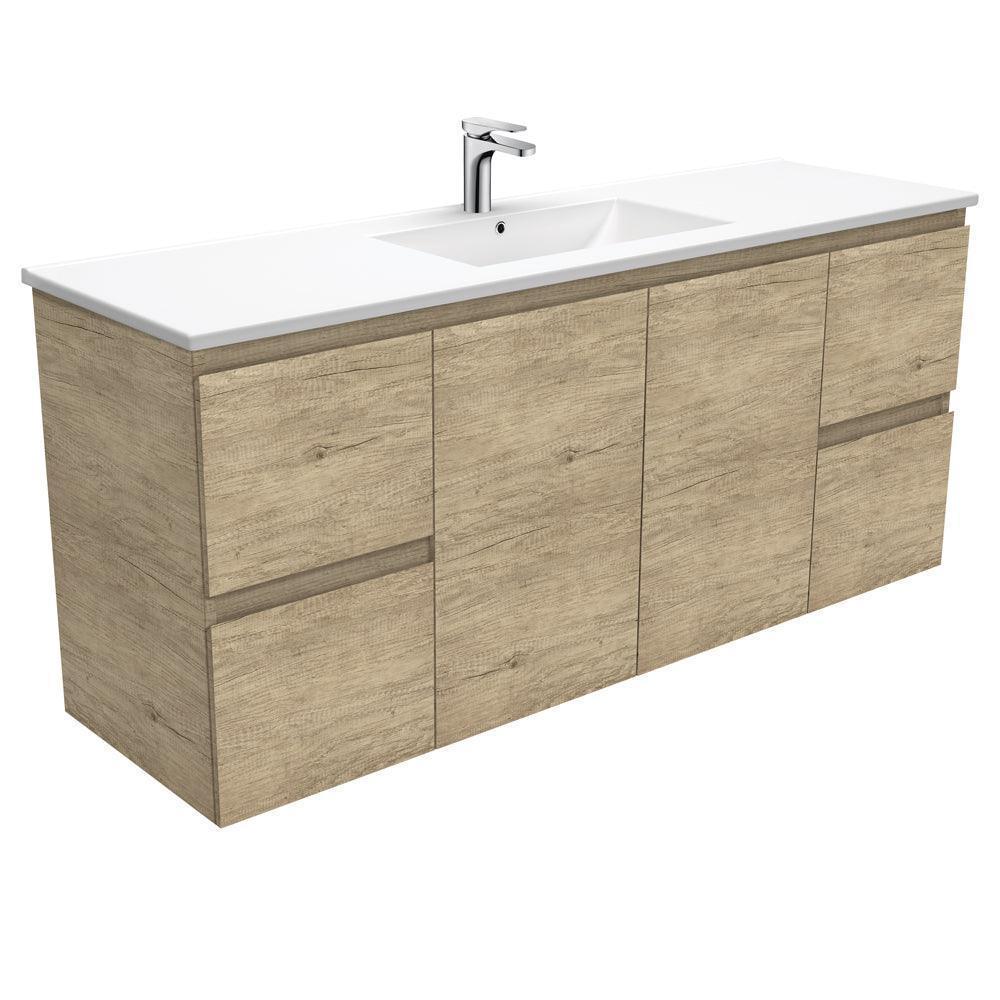 Fienza Edge Scandi Oak 1500mm Vanity With Ceramic Top - Ideal Bathroom CentreTCL150SSWall HungSingle Bowl Ceramic Top