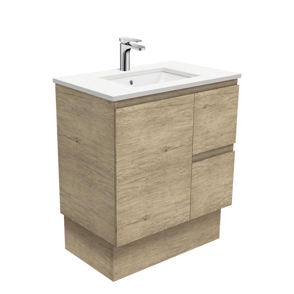 Fienza Edge Scandi Oak 750mm Vanity With Undermounted Stone Top - Ideal Bathroom CentreSC75SKRFreestandingRight Hand DrawersCrystal Pure