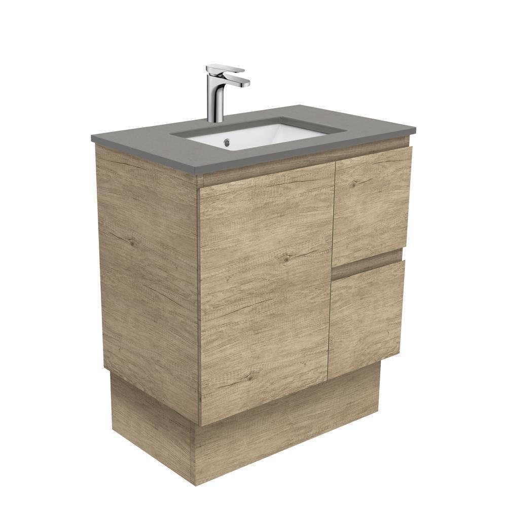 Fienza Edge Scandi Oak 750mm Vanity With Undermounted Stone Top - Ideal Bathroom CentreSD75SKRFreestandingRight Hand DrawersDove Grey