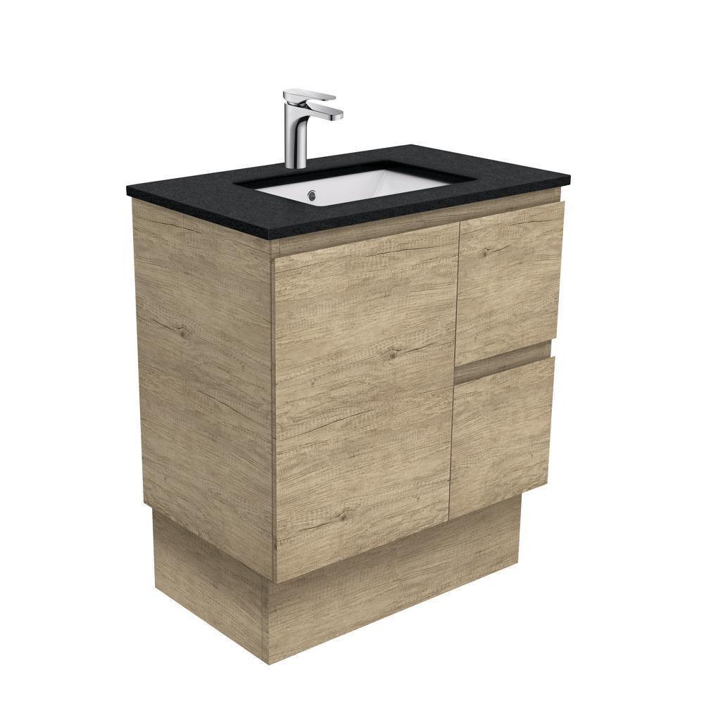 Fienza Edge Scandi Oak 750mm Vanity With Undermounted Stone Top - Ideal Bathroom CentreSB75SKRFreestandingRight Hand DrawersBlack Sparkle