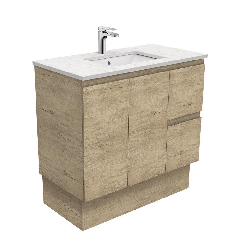 Fienza Edge Scandi Oak 900mm Vanity With Undermounted Stone Top - Ideal Bathroom CentreSI90SKLFreestandingLeft Hand DrawersBianco Marble