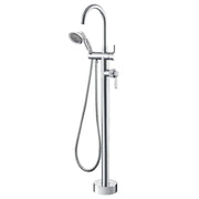 Fienza ELEANOR Floor Mixer & Shower with Porcelain Handle - Ideal Bathroom Centre202113Chrome