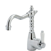 Fienza ELEANOR Shepherds Crook Basin Mixer with Porcelain Handle - Ideal Bathroom Centre202103Chrome