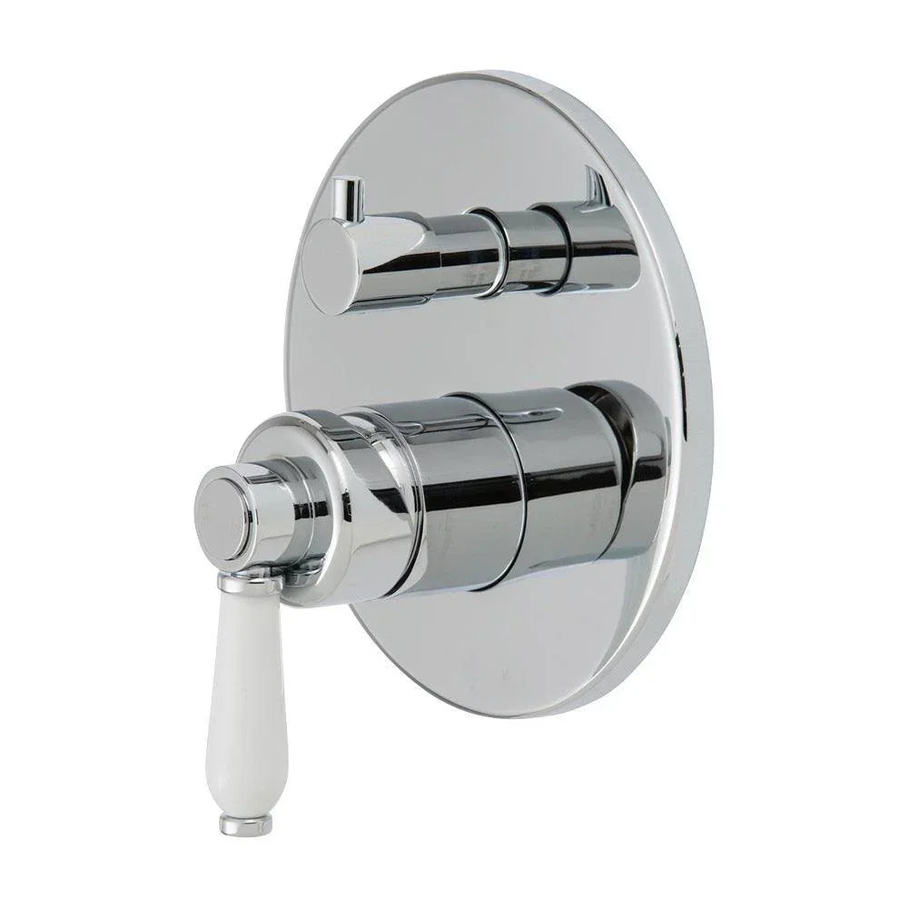 Fienza ELEANOR Wall Mixer Diverter With Porcelain Handle - Ideal Bathroom Centre202102Chrome