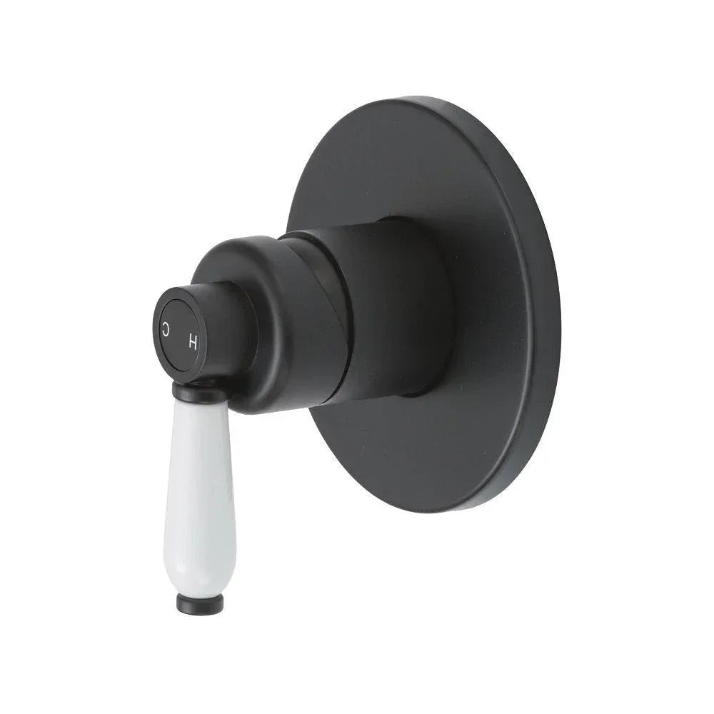 Fienza ELEANOR Wall Mixer with Porcelain Handle - Ideal Bathroom Centre202101BKMatte Black