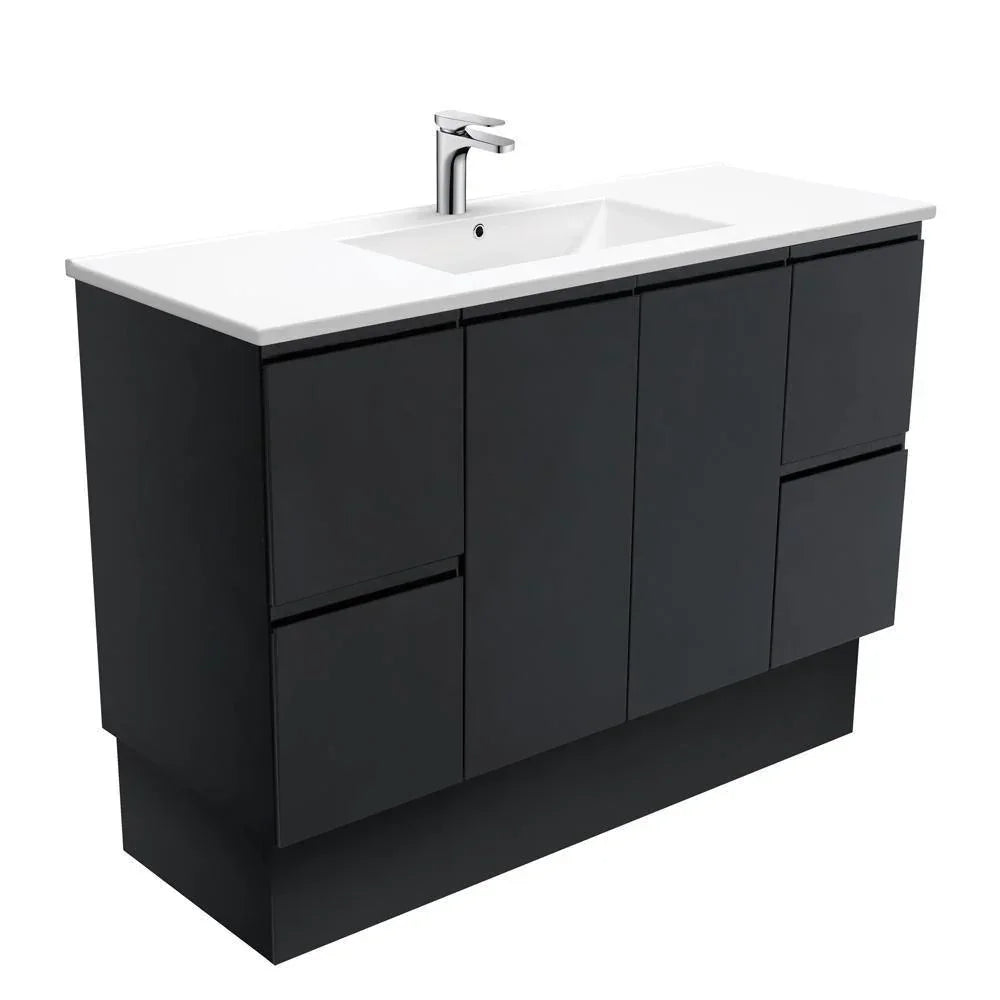 Fienza Finger Pull Matte Black 1200mm Vanity With Ceramic Top - Ideal Bathroom CentreTCL120ZBKFreestanding