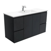 Fienza Finger Pull Matte Black 1200mm Vanity With Ceramic Top - Ideal Bathroom CentreTCL120ZBWall Hung