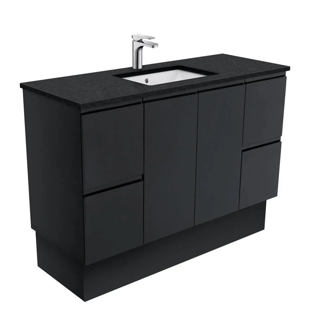 Fienza Finger Pull Matte Black 1200mm Vanity With Undermounted Stone Top - Ideal Bathroom CentreSB120ZBKFreestandingBlack Sparkle