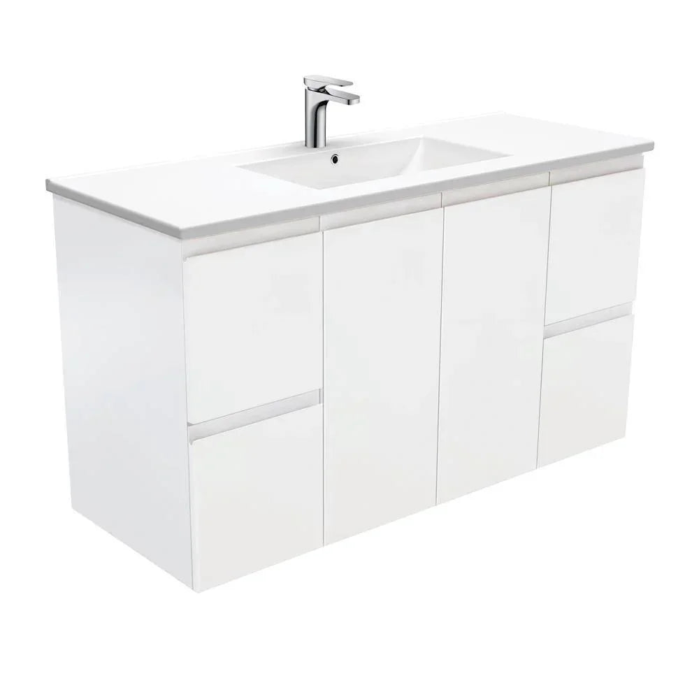Fienza Finger Pull Matte White 1200mm Vanity With Ceramic Top - Ideal Bathroom CentreTCL120ZWall Hung