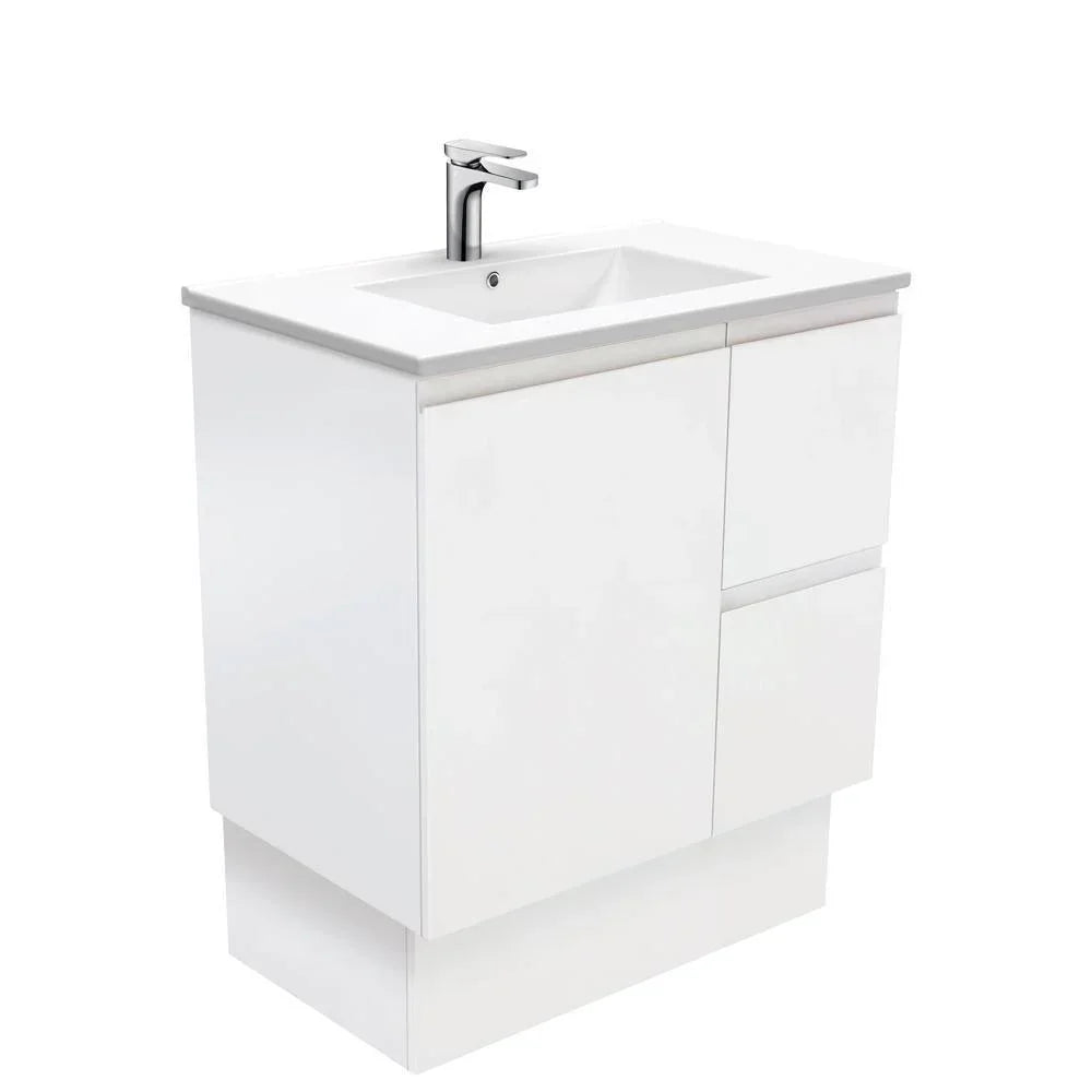 Fienza Finger Pull Matte White 750mm Vanity With Ceramic Top - Ideal Bathroom CentreTCL75ZKRFreestandingRight Hand Side