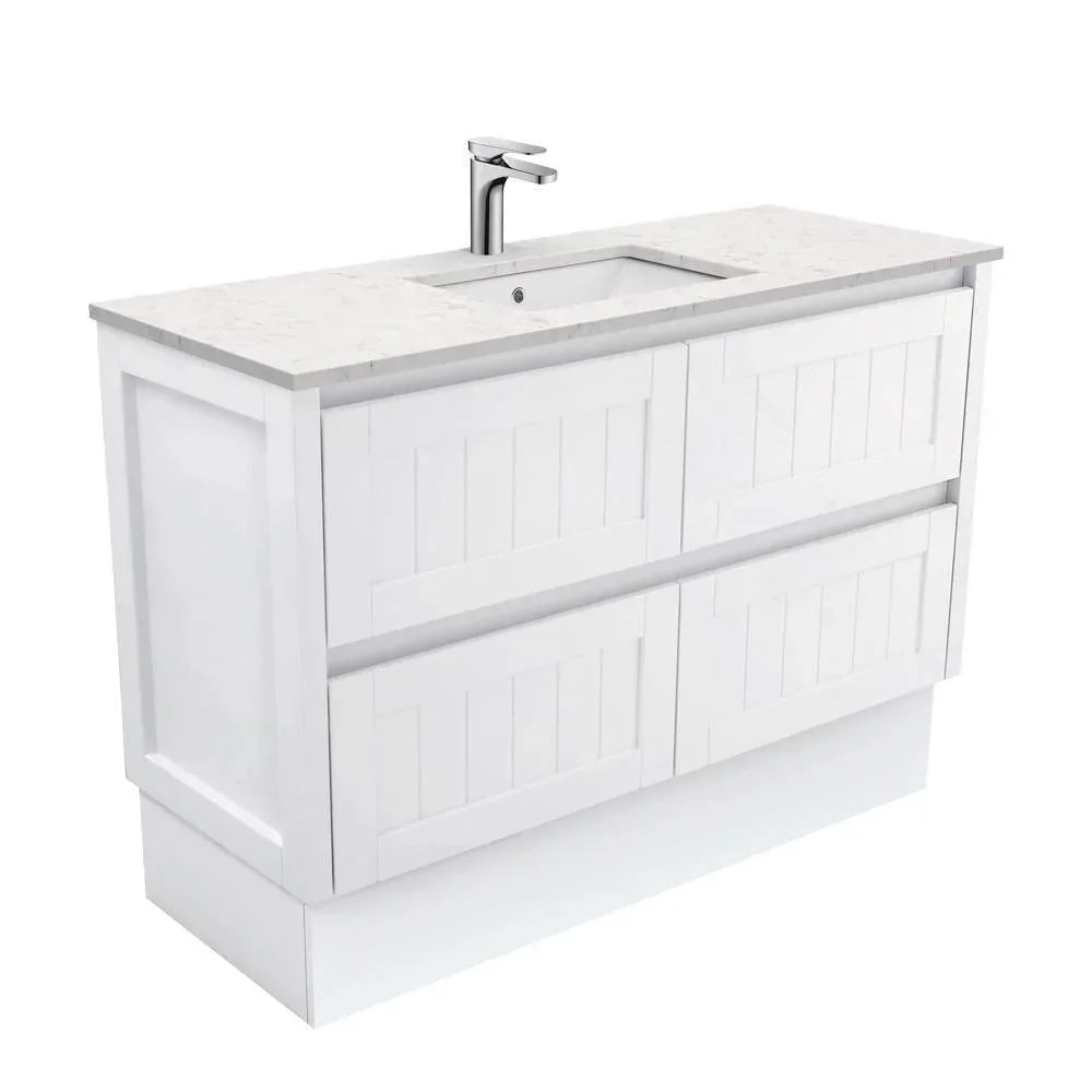 Fienza Hampton 1200mm Vanity With Undermounted Stone Top - Ideal Bathroom CentreSI120TKFreestandingBianco Marble