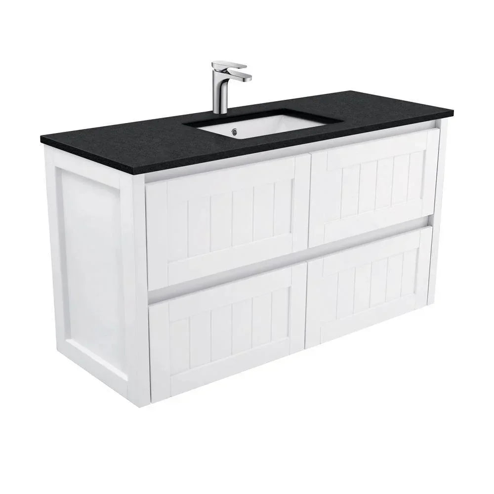 Fienza Hampton 1200mm Vanity With Undermounted Stone Top - Ideal Bathroom CentreSB120TWall HungBlack Sparkle