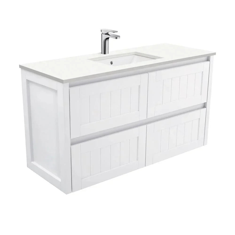 Fienza Hampton 1200mm Vanity With Undermounted Stone Top - Ideal Bathroom CentreSC120TWall HungCrystal Pure