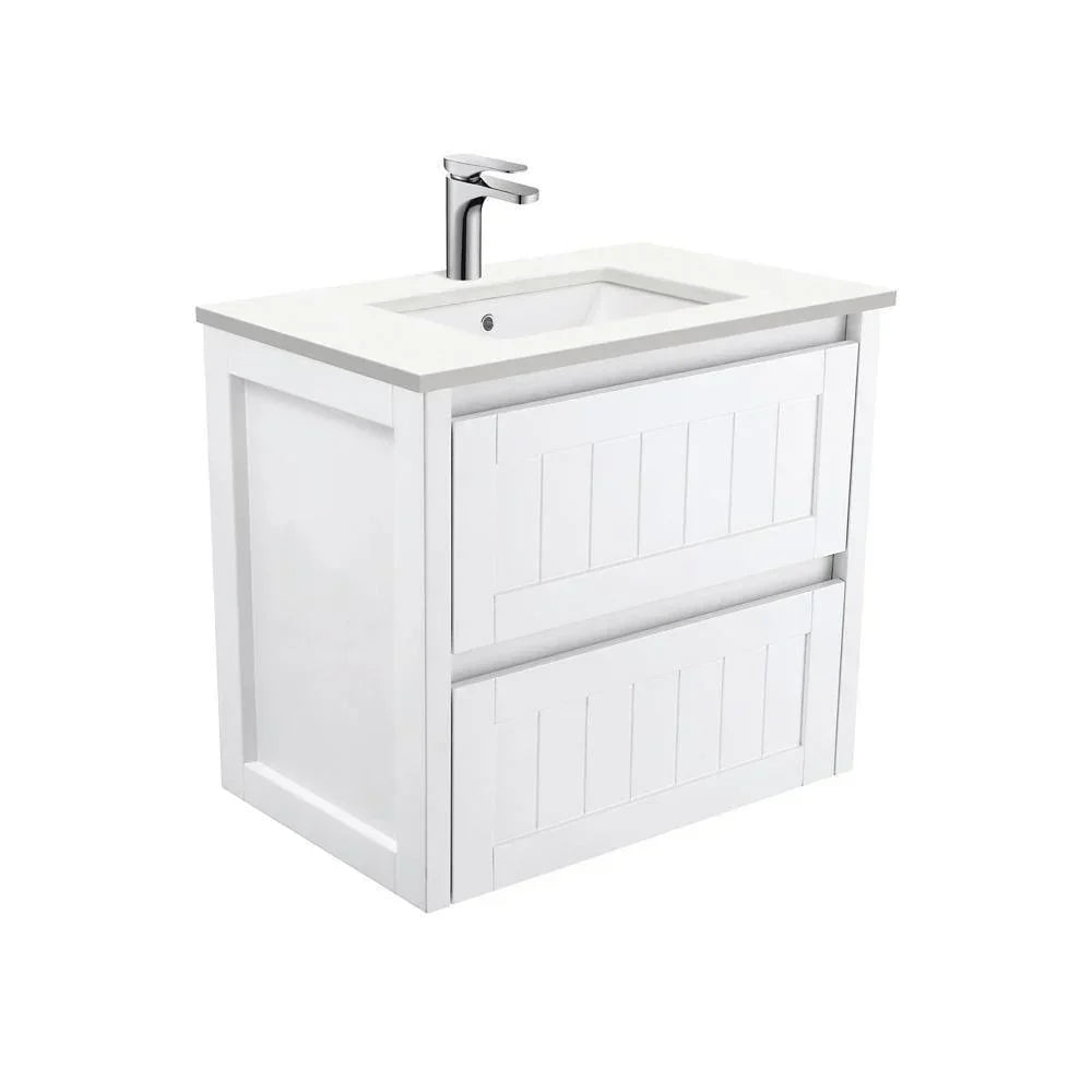 Fienza Hampton 750mm Vanity With Undermounted Stone Top - Ideal Bathroom CentreSC75TWall HungCrystal Pure