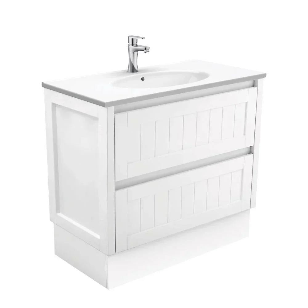 Fienza Hampton 900mm Vanity With Ceramic Top - Ideal Bathroom CentreROT90TKFreestanding1 Tap HoleRotondo Ceramic Top