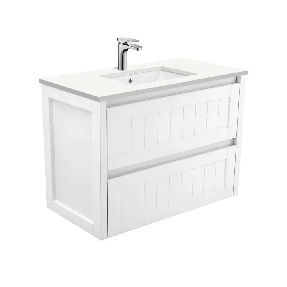 Fienza Hampton 900mm Vanity With Undermounted Stone Top - Ideal Bathroom CentreSC90TWall HungCrystal Pure
