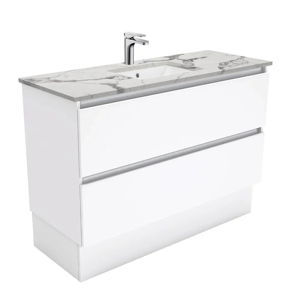 Fienza Quest 1200mm Vanity With Undermounted Stone Top - Ideal Bathroom CentreSM120QKFreestandingCalacatta Marble