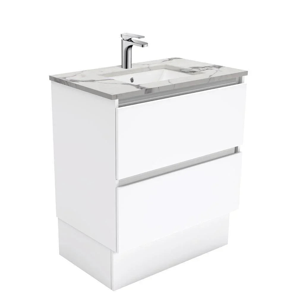 Fienza Quest 750mm Vanity With Undermounted Stone Top - Ideal Bathroom CentreSM75QKFreestandingCalacatta Marble