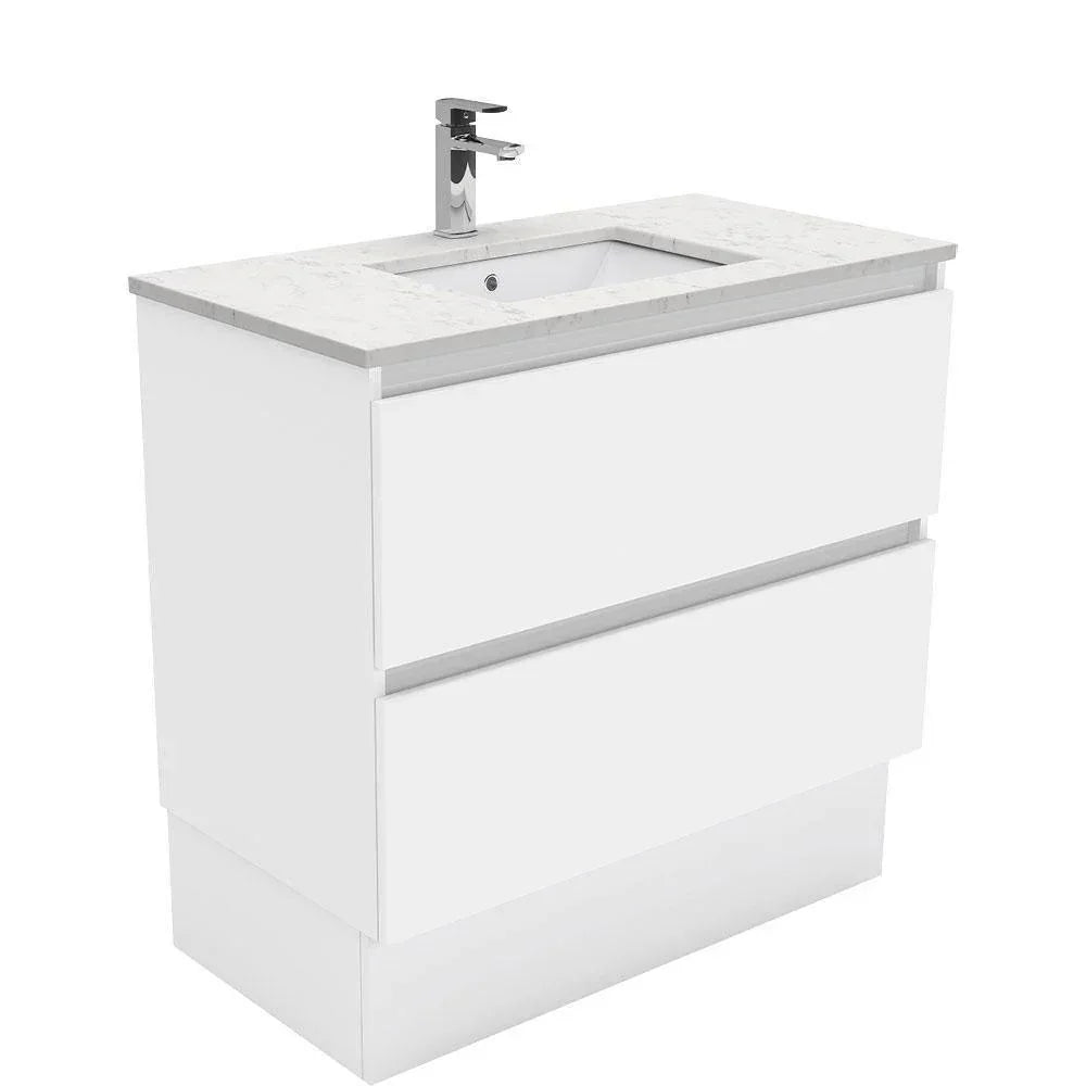Fienza Quest 900mm Vanity With Undermounted Stone Top - Ideal Bathroom CentreSI90QKFreestandingBianco Marble