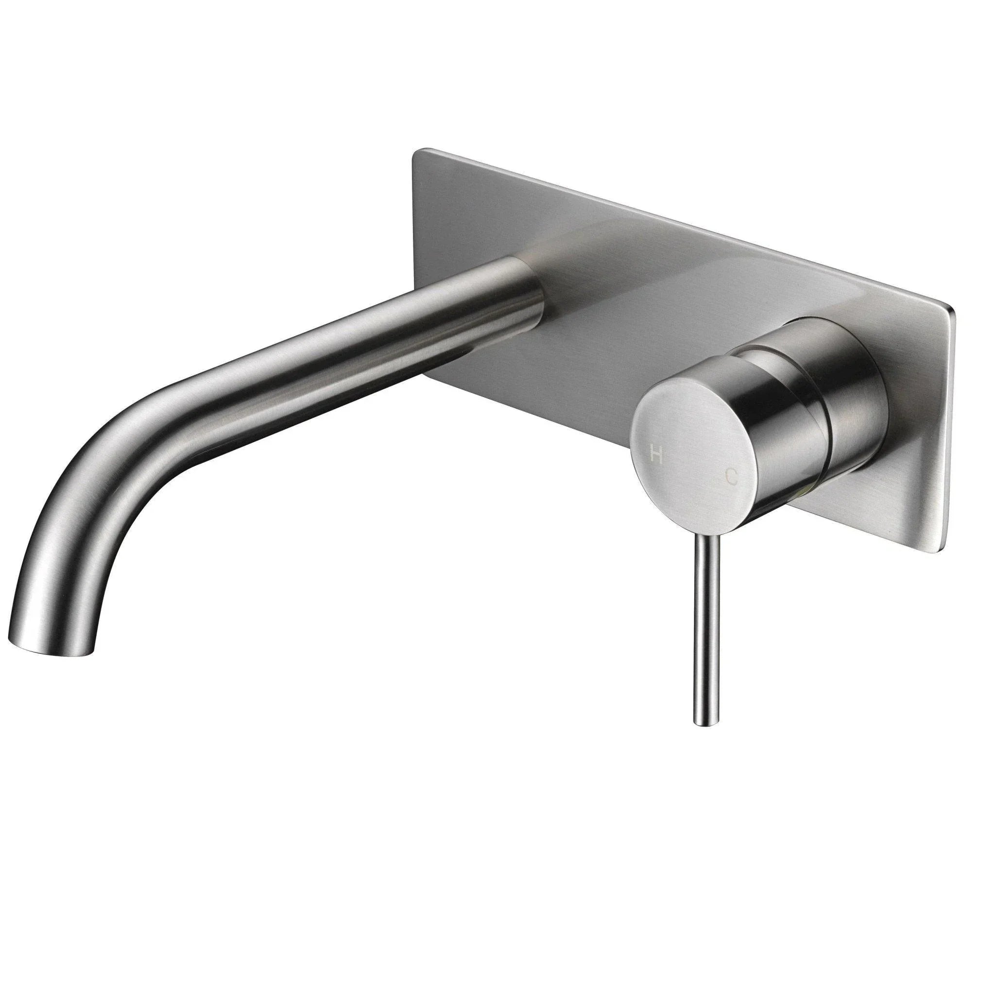 IKON Hali Wall Basin/ Bath Mixer Set With Curve Spout - Ideal Bathroom CentreHYB88-602BNBrushed Nickel
