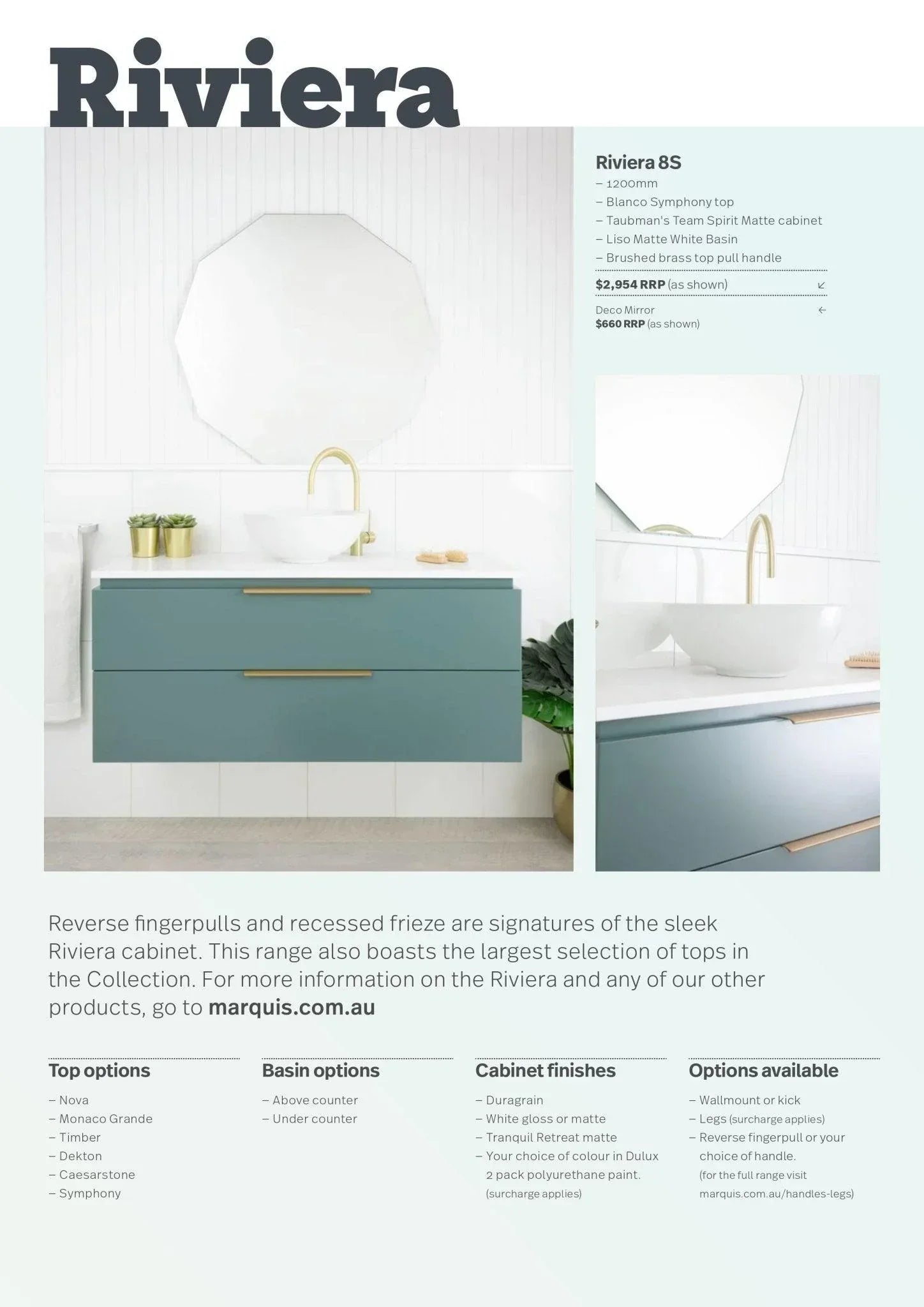 Marquis Riviera All Drawer Wall Hung Vanity - Ideal Bathroom CentreRiviera 1Dekton600mmDektonCentre Bowl