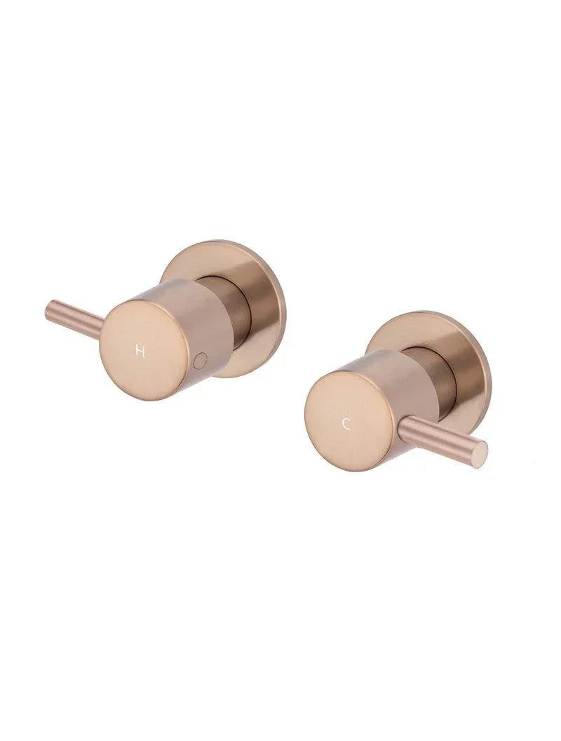 Meir Round Quarter-Turn Wall Taps - Ideal Bathroom CentreMW06-CHChampagne
