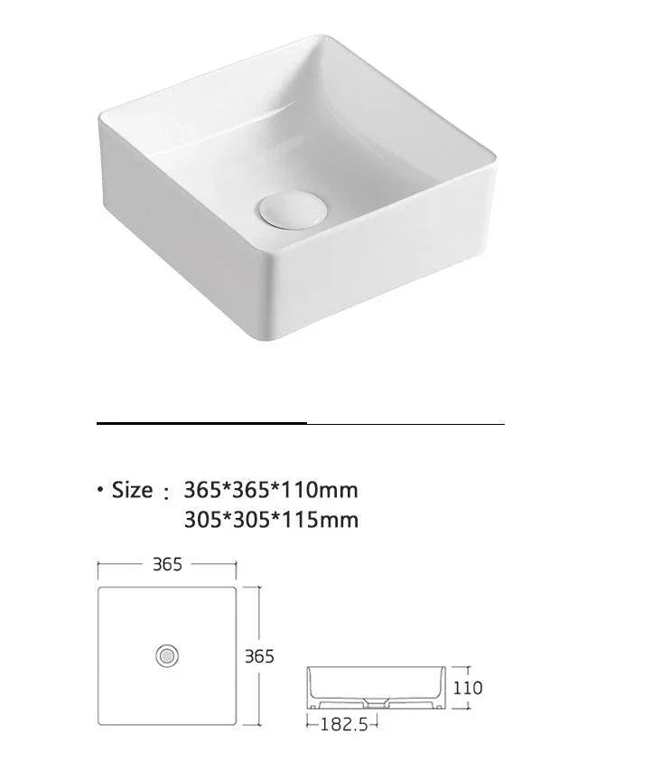 Milano Antonio Ceramic Above Counter Basin - Ideal Bathroom CentreAB3636Gloss White365x365x110mm