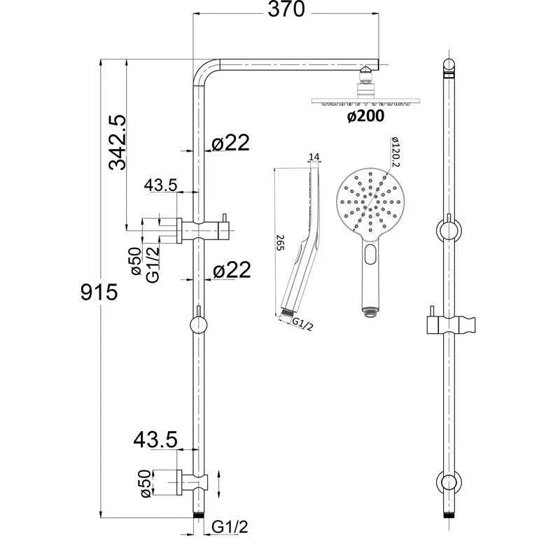 Milano Cora Round Twin Shower - Ideal Bathroom CentrePHC4502R-BGBrushed Gold