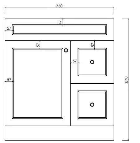 MILANO Federation 750mm Freestanding Vanity - Ideal Bathroom CentreFEDE753Ceramic Top