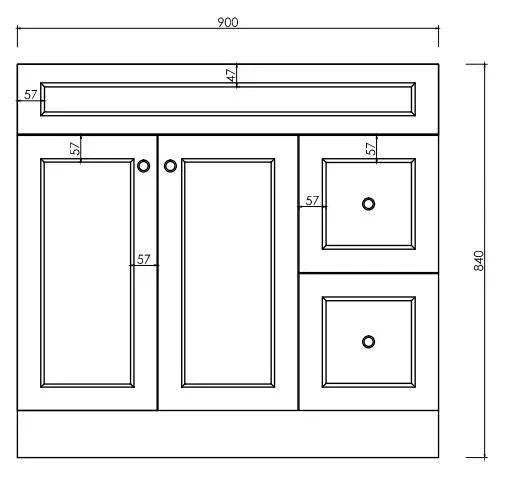 MILANO Federation 900mm Freestanding Vanity - Ideal Bathroom CentreFEDE900RHCeramic TopRight Hand Side
